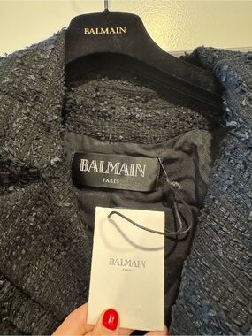 Balmain Black Tweed Jacket with Subtle Metallic Threading